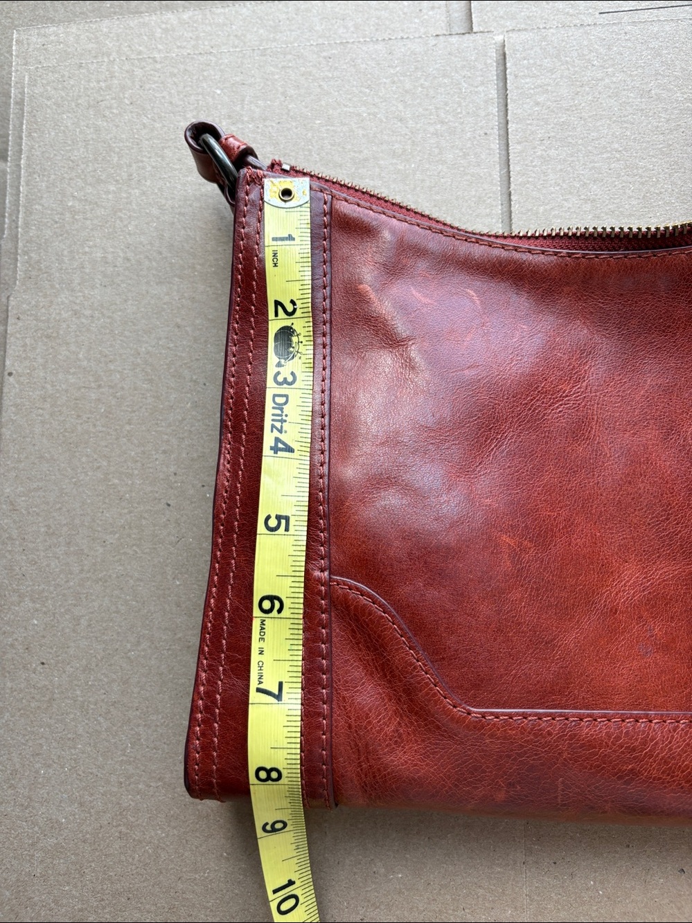 Frye Red Brown Leather Crossbody Bag - Picture 10 of 11
